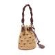 Bolsa Isla Bucket Crochê Monograma Rafia Creme Pinhão