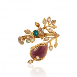 Pulseira Camila Klein Pétalas de Buganvilia Bracelete Ouro Velho