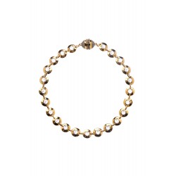 Colar Hector Albertazzi Disco Choker Cristais Ouro Vintage