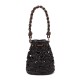 Bolsa Isla Bucket Crochê Monograma Rafia Oliva Preta