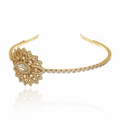 Tiara Claudia Arbex Mandacaru Cristais Ouro Vintage