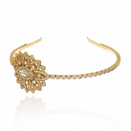 Tiara Claudia Arbex Mandacaru Cristais Ouro Vintage