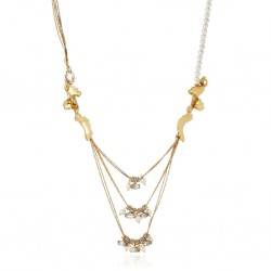 Colar Claudia Arbex Line Organic Pérolas Cristais Ouro Vintage