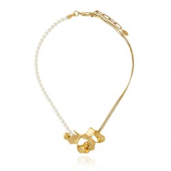 Colar Claudia Arbex Line Organic Pérolas Ouro Vintage
