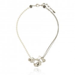 Colar Claudia Arbex Line Organic Pérolas Prata Vintage