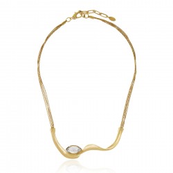 Colar Claudia Arbex Line Organic Cristal Ouro Vintage
