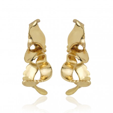 Brinco Claudia Arbex Line Organic Sobrepor Ouro Vintage