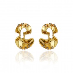 Brinco Claudia Arbex Line Organic Cristais Ouro Velho