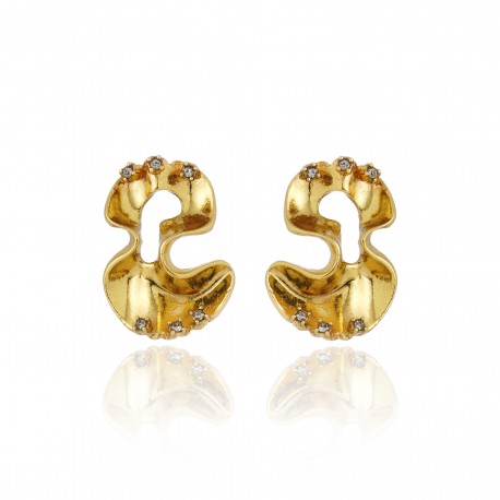 Brinco Claudia Arbex Line Organic Cristais Ouro Velho