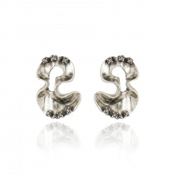 Brinco Claudia Arbex Line Organic Cristais Prata Vintage