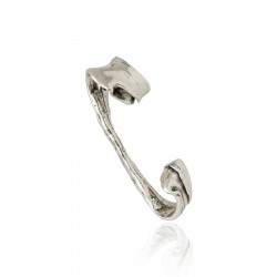 Brinco Claudia Arbex Line Organic Ear Cuff Prata Vintage