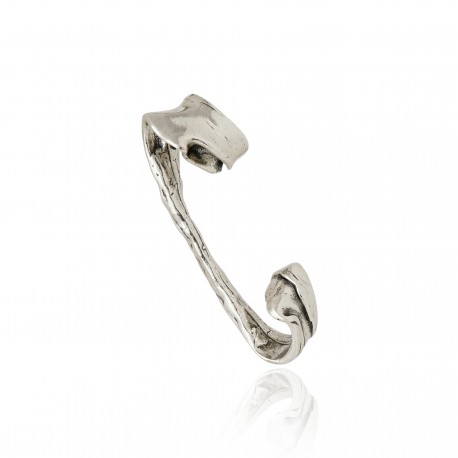 Brinco Claudia Arbex Line Organic Ear Cuff Prata Vintage