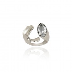 Anel Claudia Arbex Line Organic Cristal Prata Vintage