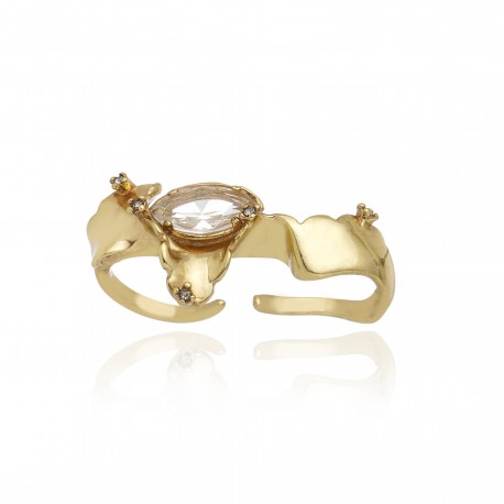 Anel Claudia Arbex Line Organic Duplo Ouro Vintage