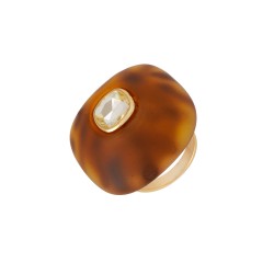 Anel Nádia Gimenes Pigmento Cristal Animal Print Dourado