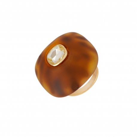 Anel Nádia Gimenes Pigmento Cristal Animal Print Dourado