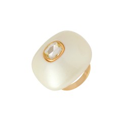 Anel Nádia Gimenes Pigmento Cristal Perolada Dourado