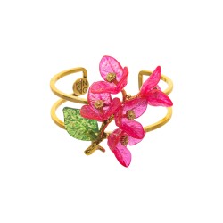 Bracelete Nádia Gimenes Bouganvelli Aro Duplo Flor Dourado 