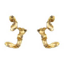 Brinco Claudia Arbex Line Organic Cristais Ouro Vintage