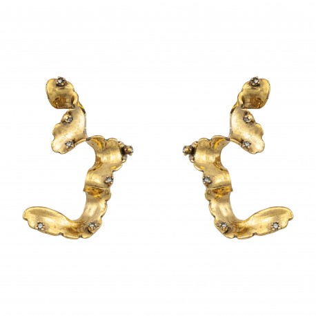 Brinco Claudia Arbex Line Organic Cristais Ouro Vintage