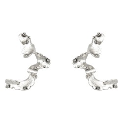 Brinco Claudia Arbex Line Organic Cristais Prata Vintage