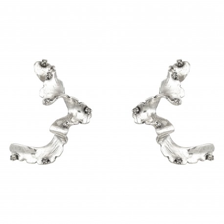 Brinco Claudia Arbex Line Organic Cristais Prata Vintage