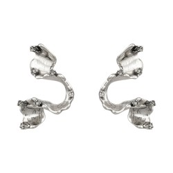 Brinco Claudia Arbex Line Organic Cristais Prata Vintage