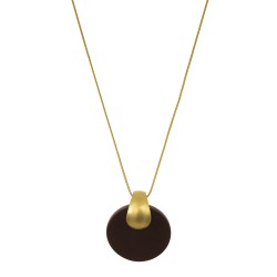 Colar Luiza Rogi Una Curto Aro Resina Ouro Envelhecido