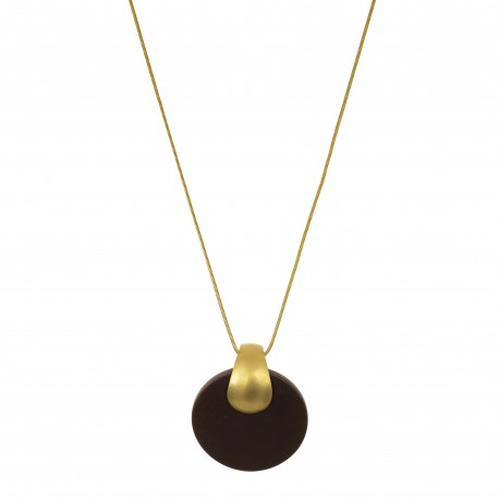 Colar Luiza Rogi Una Curto Aro Resina Ouro Envelhecido