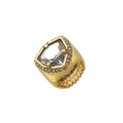 Anel Estela Geromini Isla Design Cristais Ouro