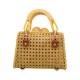 Bolsa Maria Chic Acessórios Couro e Palha Camel