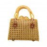 Bolsa Maria Chic Acessórios Couro e Palha Camel