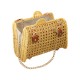 Bolsa Maria Chic Acessórios Couro e Palha Camel