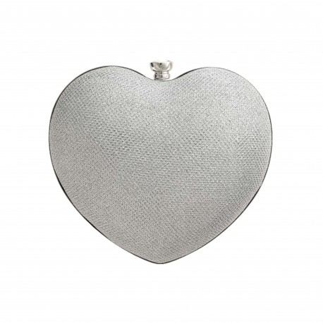 Bolsa Maria Chic Acessórios Clutch Coração Prata