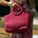 Bolsa Maria Chic Acessórios Bag Palha Rosa