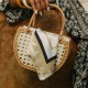 Bolsa Maria Chic Acessórios Bag Vime Natural e Branco