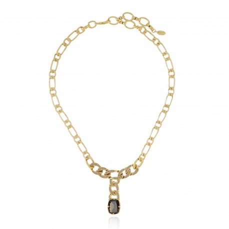 Colar Claudia Arbex Rock Lovers Cristais Ouro Vintage
