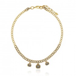 Colar Claudia Arbex Rock Lovers Cristais Ouro Vintage