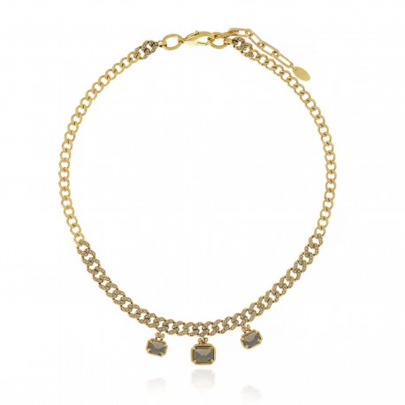 Colar Claudia Arbex Rock Lovers Cristais Ouro Vintage