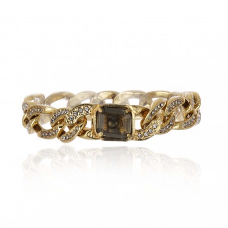 Pulseira Claudia Arbex Rock Lovers Cristais Ouro Vintage