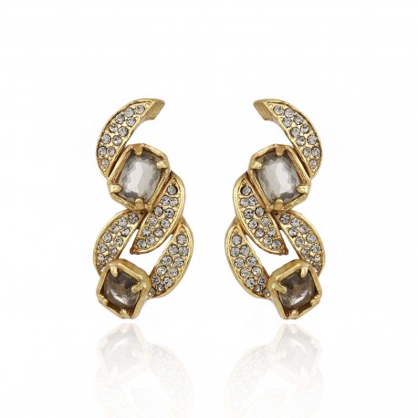Brinco Claudia Arbex Rock Lovers Cristais Ouro Vintage