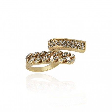 Anel Claudia Arbex Rock Lovers Elos Cristais Ouro Vintage