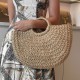 Bolsa Maria Chic Acessórios Palha Meia Lua Palha Bege 
