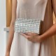 Bolsa Maria Chic Acessórios Clutch Retangular Cristais Prata