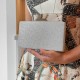 Bolsa Maria Chic Acessórios Clutch Retangular Gliter Prata