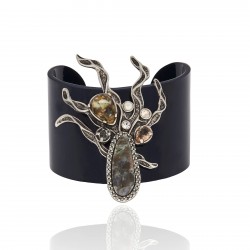 Pulseira Camila Klein Onda do Tirreno Preto Prata Velho