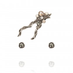 Brinco Camila Klein Onda do Tirreno Ear Cuff Cristais Prata Velho