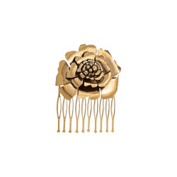 Presilha Pente Monica Di Creddo Papoula Flor Ouro Vintage