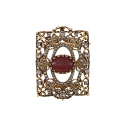 Broche Monica Di Creddo Maria Antonieta Cristais Ouro Vintage