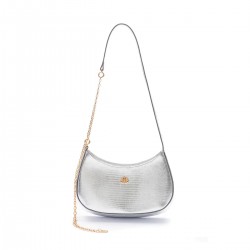 Bolsa Isla Forever Shoulder Bag Max Croco Caviar Prata